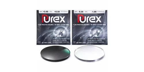 عدسی فتوکرومیک آنتی رفلکس دودی پیورکس Purex Photochromic Grey 1.56